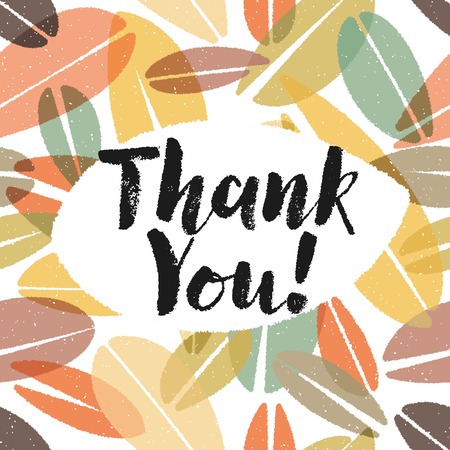 Chalk Thank You Calligraphy on Leaves Backgroundのイラスト素材