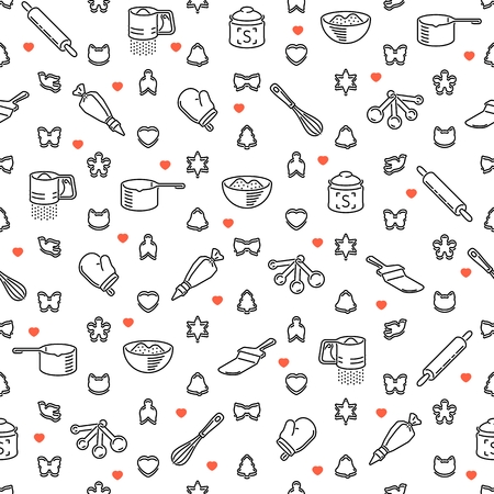 Vector illustration of Seamless background with restaurant and kitchen utensils.のイラスト素材