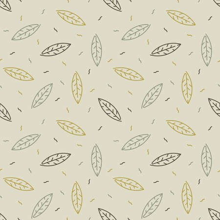 Vector illustration of Outline leaves seamless pattern.のイラスト素材