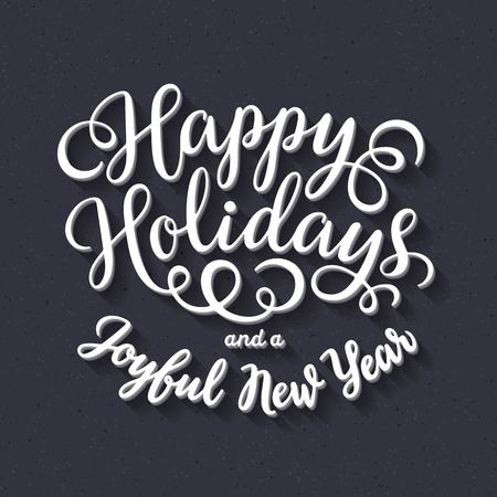 Happy Holidays hand lettering inscription on black chalk board backgroundのイラスト素材