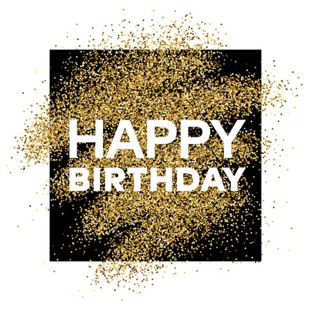 Gold glitter background with Happy Birthday inscriptionのイラスト素材