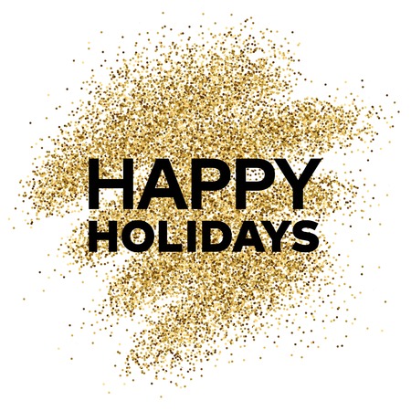 Gold glitter background with Happy Holiday inscriptionのイラスト素材
