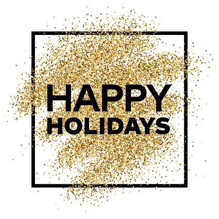 Gold glitter sparkles background for greeting card, poster, banner, website, header, certificate. Abstract background of golden smear for text.のイラスト素材