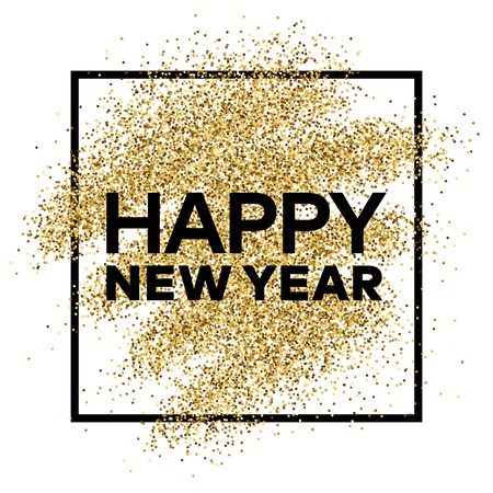 Gold glitter sparkles background for greeting card, poster, banner, website, header, certificate. Abstract background of golden smear for text.のイラスト素材