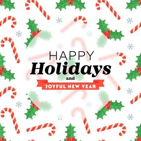 Xmas inscription on holiday background of traditional decoration elements in flat style.のイラスト素材