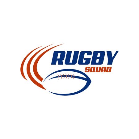 Rugby ball incorporated with swoosh around text. Logo design for rugby sportのイラスト素材