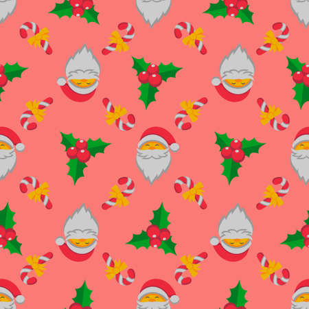 Seamless pattern cute cartoon icon character related to Christmas