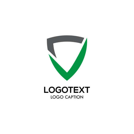 Shield logo, protection symbol, shield and check mark, anti virus iconのイラスト素材