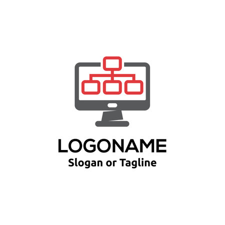 Computer service logo, web service logo, data analytic icon, data processing result symbolのイラスト素材