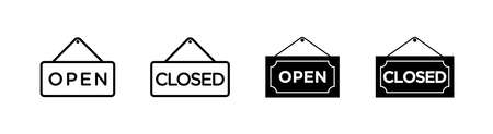 Set of Open and Closed door sign related to store noticeのイラスト素材