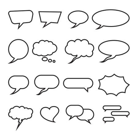 Bubble speech set of 16, related to chat app, communication or conversation, icon design element suitable for websites, print design or appのイラスト素材