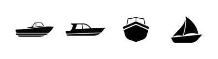 Set of 4 boat icon, flat glyph style, isolated on white, clipart design templateのイラスト素材