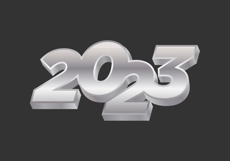 Happy new 2023 year Modern Elegant silver text with light. logo design templateのイラスト素材