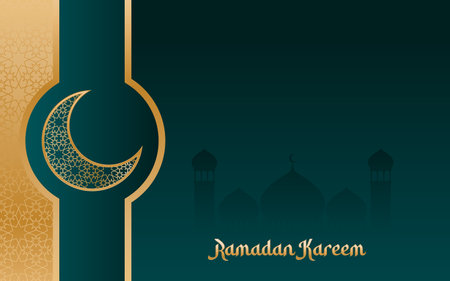 Abstract Gold moon with detailed arabic pattern design, luxury background design. Background related to ramadan kareemのイラスト素材