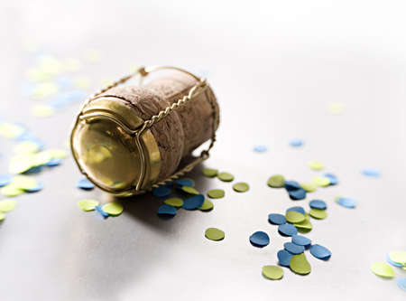 confetti with campagne cork 3の写真素材