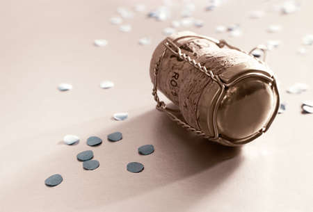 confetti with campagne cork 2の写真素材