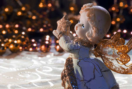 angel with golden starの写真素材