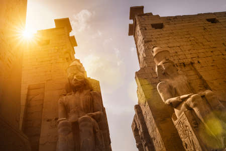 Entrance of the Luxor Temple, Egyptの写真素材