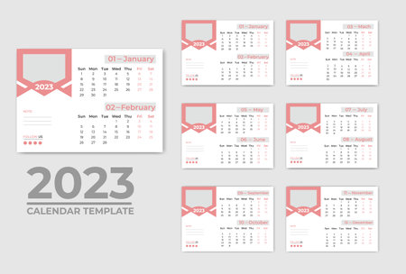 Modern calendar Design template 2023のイラスト素材