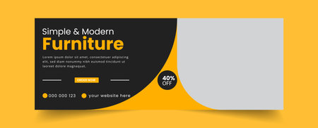 Creative furniture social media cover banner design templateのイラスト素材