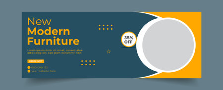 Creative furniture social media cover banner design templateのイラスト素材