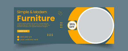 Creative furniture social media cover banner design templateのイラスト素材