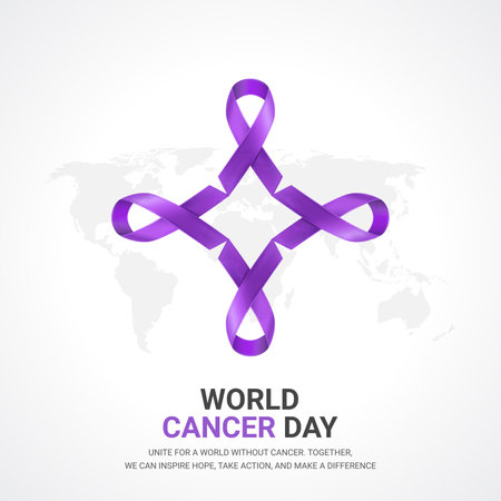 Vector illustration of a Background for World Cancer Day with purple ribbon.のイラスト素材