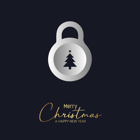 Merry Christmas and Happy New Year card with padlock. Vector illustration.のイラスト素材