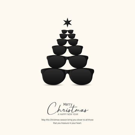 Christmas tree made of sunglasses. Merry Christmas and Happy New Year.のイラスト素材