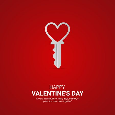Happy Valentines Day. Key in heart shape. Vector illustration.のイラスト素材