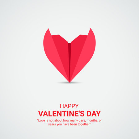 Valentines day card with origami heart. Vector illustration.のイラスト素材