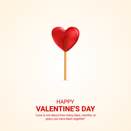 Valentines day greeting card with heart shaped lollipop. Vector illustration.のイラスト素材