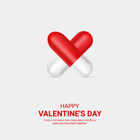Valentine's day background with red and white pills. Vector illustration.のイラスト素材
