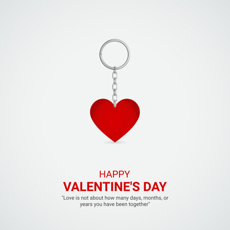 Valentines day background with key chain and heart. Vector illustration.のイラスト素材