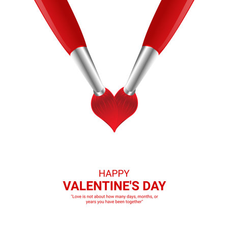 Valentines day background with red paintbrushes. Vector illustration.のイラスト素材