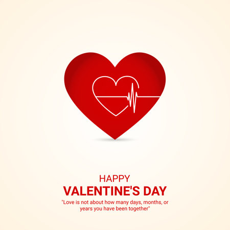 Valentine's day background with heart and cardiogram. Vector illustration.のイラスト素材