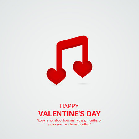 Valentine's Day greeting card with musical notes. Vector illustration.のイラスト素材