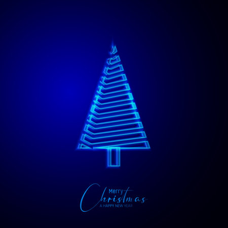 Abstract Christmas tree on blue background. Vector illustration for your design.のイラスト素材