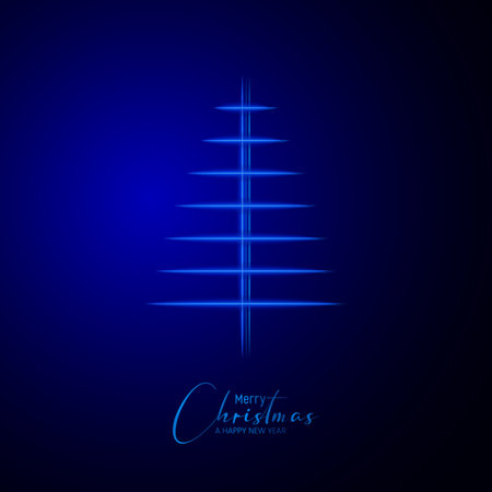 Illustration of Christmas tree made of blue lights. Vector illustration.のイラスト素材