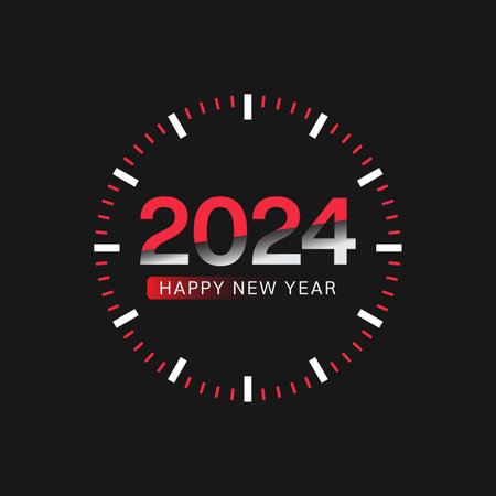 Black background Happy new year 2024 Illustration.のイラスト素材
