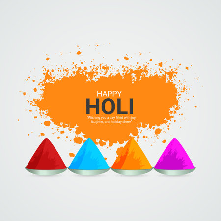 Happy Holi greeting card with colorful paint splashes.のイラスト素材