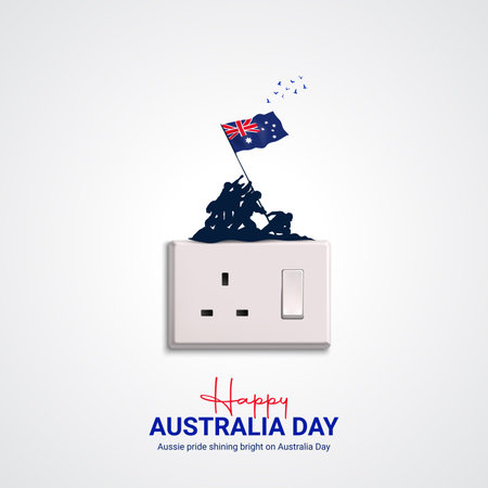 Illustration of background for Australia Day with electrical socket and Australian flagのイラスト素材