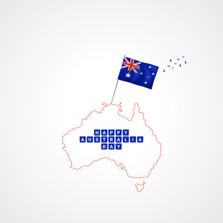 Map and flag of Australia on a white background. Vector illustration.のイラスト素材