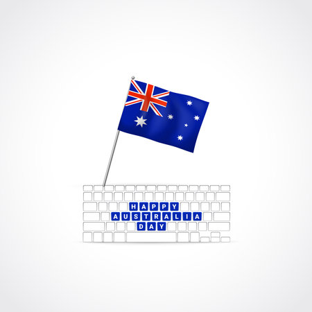 Illustration of elements of Australia Day Background. Australian Flag with Keyboardのイラスト素材