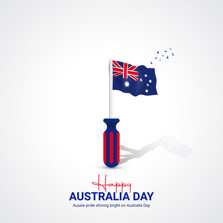 Australia Day Flag with Screwdriver. Vector Illustration. Eps 10のイラスト素材
