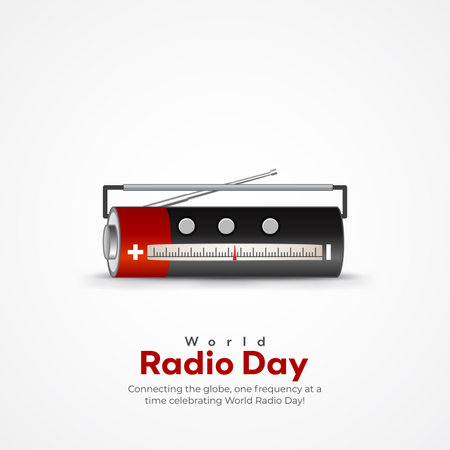 Vector illustration of a Background for Radio Day. World Radio Day.のイラスト素材