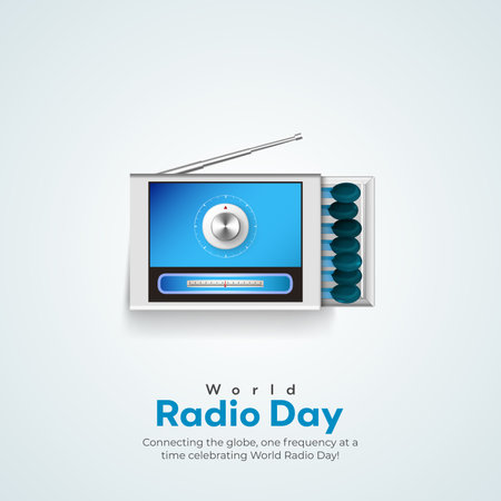 World Radio Day Vector Illustration. Suitable for greeting card, poster and bannerのイラスト素材