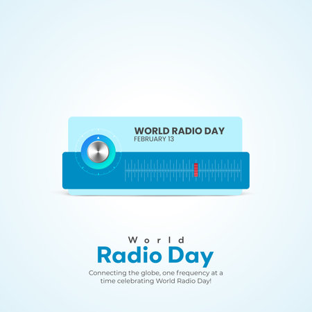 World Radio Day Vector Illustration. Holiday Poster or Banner Design Template.のイラスト素材