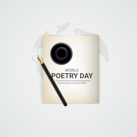 World Poetry Day creative ads design. March 21 World poetry day social media poster vector 3D illustrationのイラスト素材
