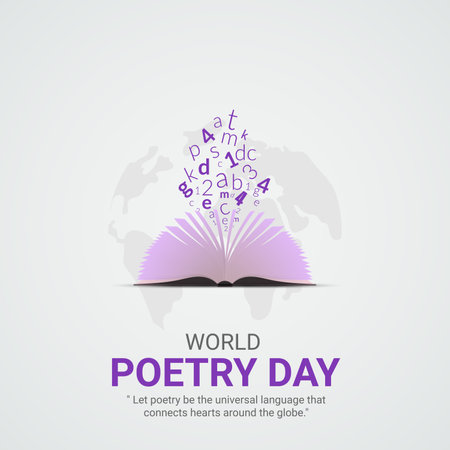 World Poetry Day creative ads design. March 21 World poetry day social media poster vector 3D illustrationのイラスト素材